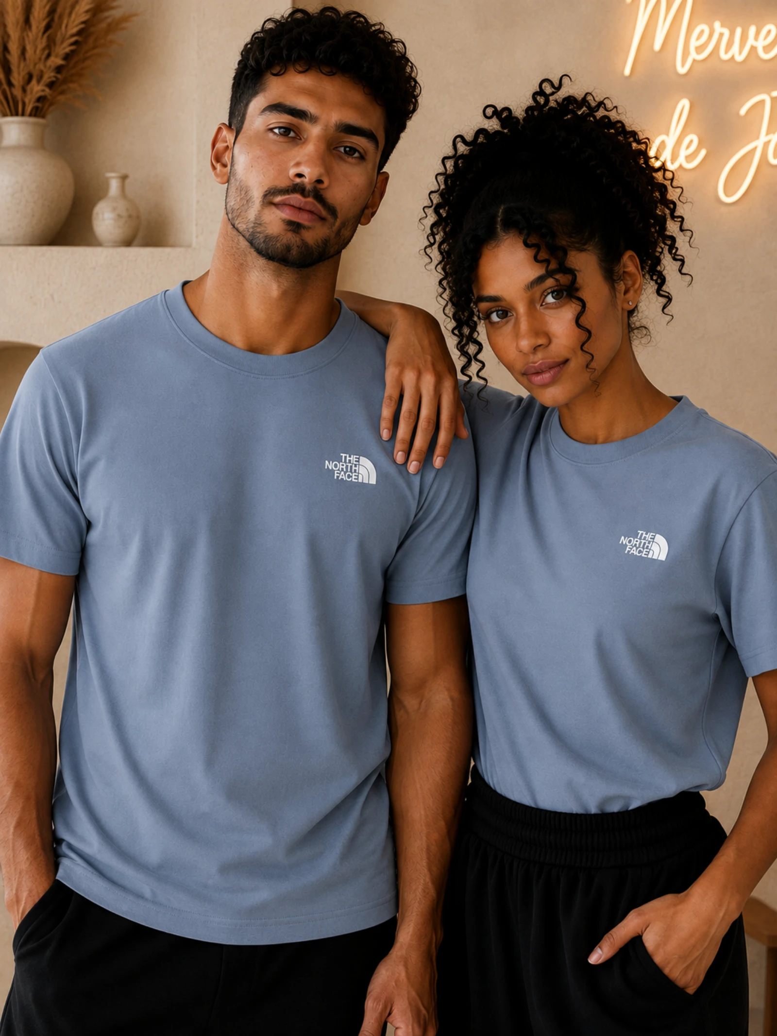 💙 T-shirt The North Face bleu grisé – Mixte